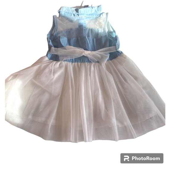 Girl's NWT Denim and Tulle with flowers and sheer mesh at top dress sz 4t - Picture 5 of 10